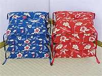 小物置物用座布団-青色小花柄・赤色小花柄